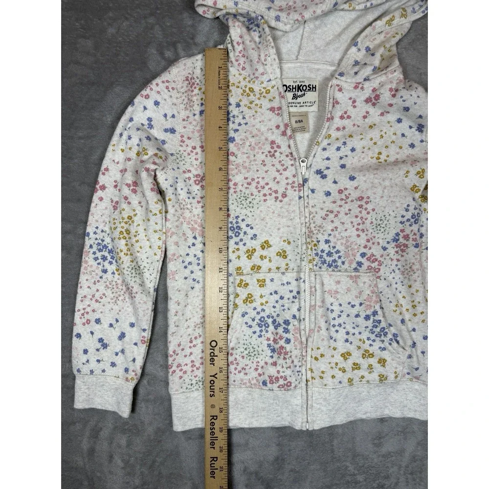 OshKosh B'gosh Girls 8 Floral Full Zip Hoodie Sweatshirt Cottagecore Flowers